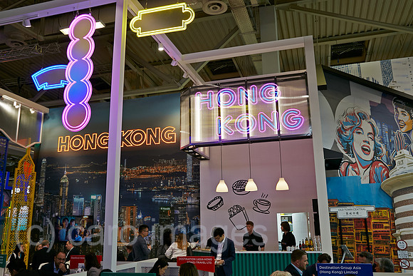 Berlin, Deutschland - Der Messestand von Hong Kong auf der ITB 2025.