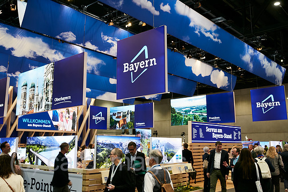 Berlin, Deutschland - Der Messestand Bayerns auf der ITB 2025.