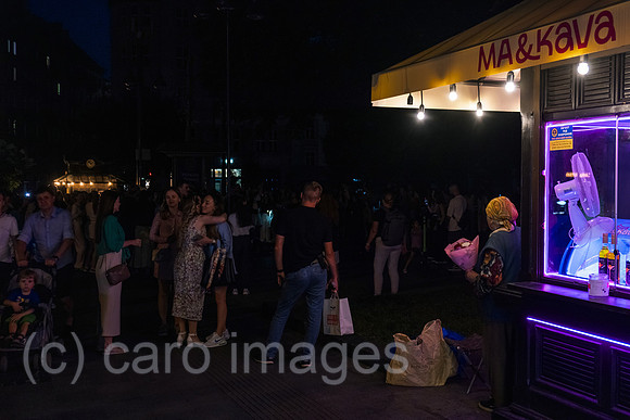 Ukraine, Lviv - power from the generator for the street cafe on Prospekt Svobody, due to power cuts caused by Russia's attacks on the energy infrastructure