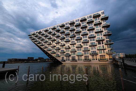 Netherlands, Amsterdam - residential project Sluishuis (lock house) on an artificial island affordable living space in IJburg, a new district in the east of the city created as part of the VINEX housi