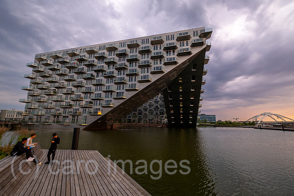 Netherlands, Amsterdam - residential project Sluishuis (lock house) on an artificial island affordable living space in IJburg, a new district in the east of the city created as part of the VINEX housi