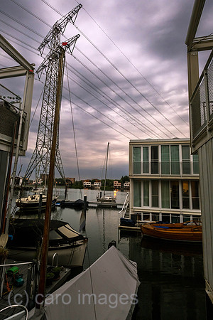 Netherlands, Amsterdam - Floating homes in IJburg, reclaimed from the sea as part of the VINEX housing programme