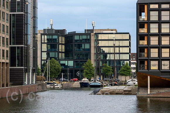 Netherlands, Amsterdam - IJburg marina and offices, a new district in the east of the city reclaimed from the sea